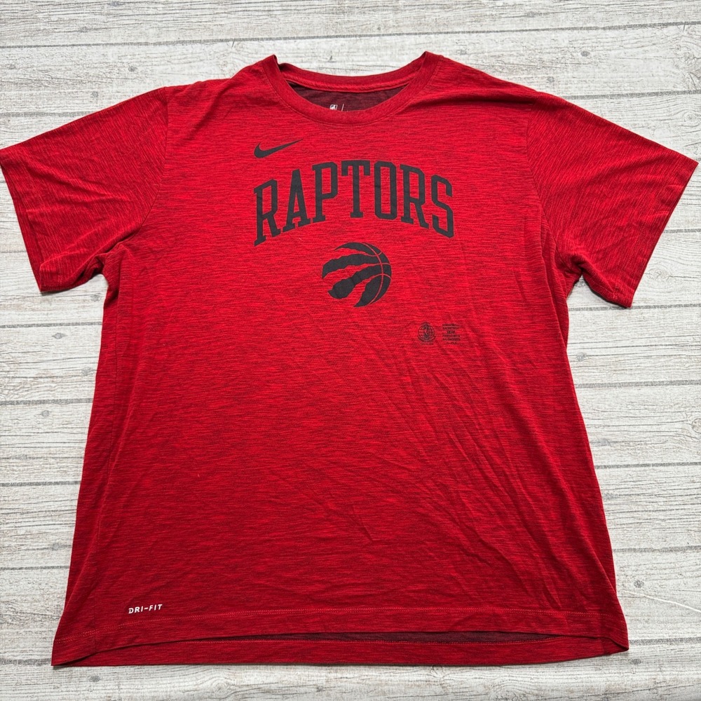 Nike T-Shirt Men's 2XL Red Toronto Raptors NBA Dri-FIT Short Sleeve Activewear